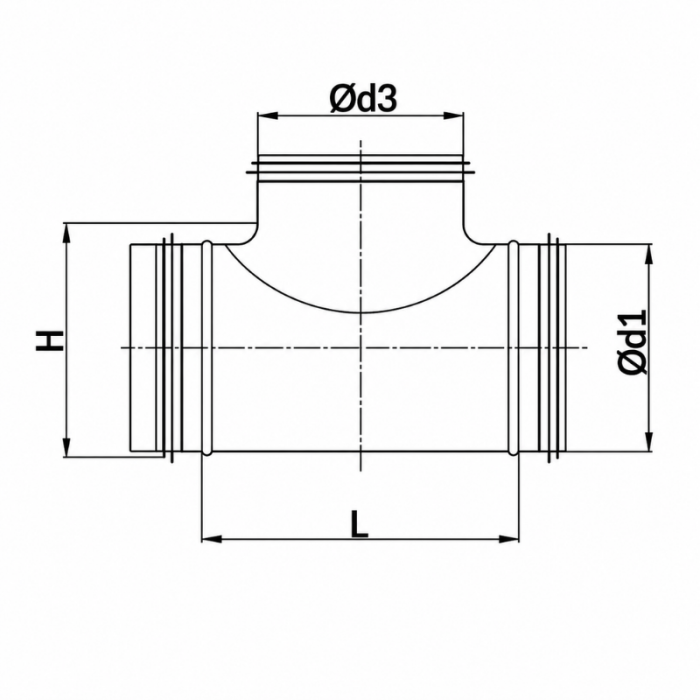 T-Stück 90º mit Dichtung Ø 100 mm – Ø 100 mm – Ø 80 mm T-Stück 90º mit Dichtung Ø 100 mm – Ø 100 mm – Ø 80 mm