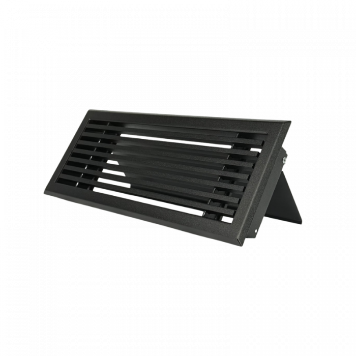 Bodenrost mit Volumenregler - 305 x 102 mm - Pulverstruktur - Stahl - Schwarz - RAL9005