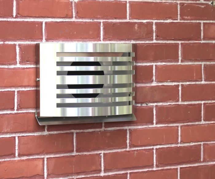 Design-Wetterschutzgitter PREMIUM LINE -ALFA- Ø 100 mm mit grobmaschigem Draht – Edelstahl Design-Wetterschutzgitter PREMIUM LINE -ALFA- Ø 100 mm mit grobmaschigem Draht – Edelstahl