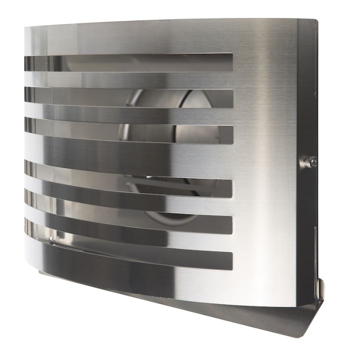 Design-Wetterschutzgitter PREMIUM LINE -ALFA- Ø 125 mm mit grobmaschigem Draht – Edelstahl