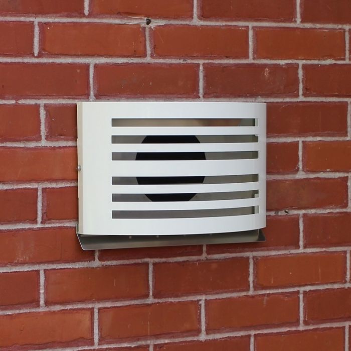 Design-Wetterschutzgitter PREMIUM LINE -ALFA- Ø 150 mm mit Rückschlagklappe – WEISS RAL9010