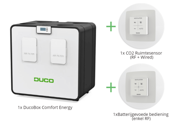 All-in-One DucoBox Energy Comfort WTW-Einheit - 325 m³/h - CO2 und RF-Steuerung