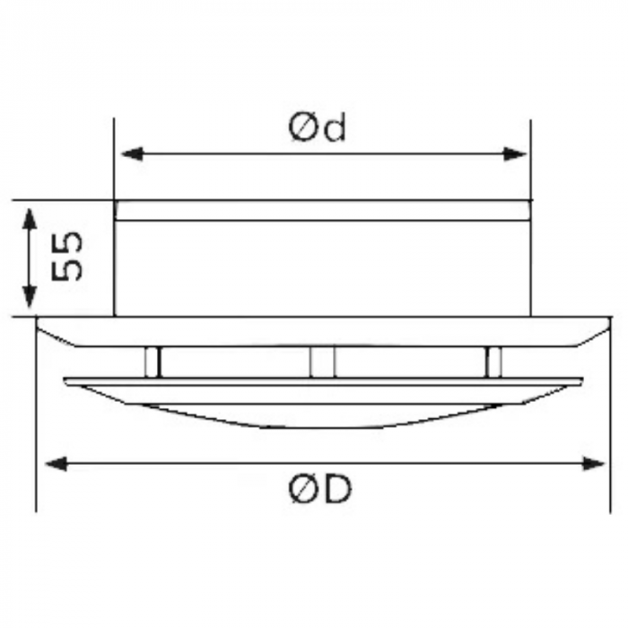 Tellerventil Kunststoff - Abluft - Ø 125 mm - mit Montage-Flansch – weiß