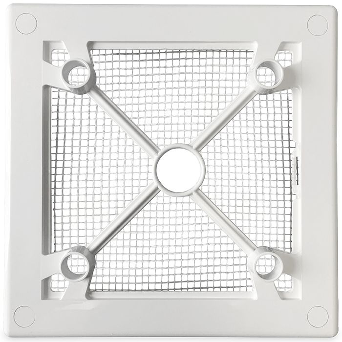 Design-Lüftungsgitter quadratisch (Abluft & Zuluft) Ø 100 mm – GLAS flach – matt Schwarz