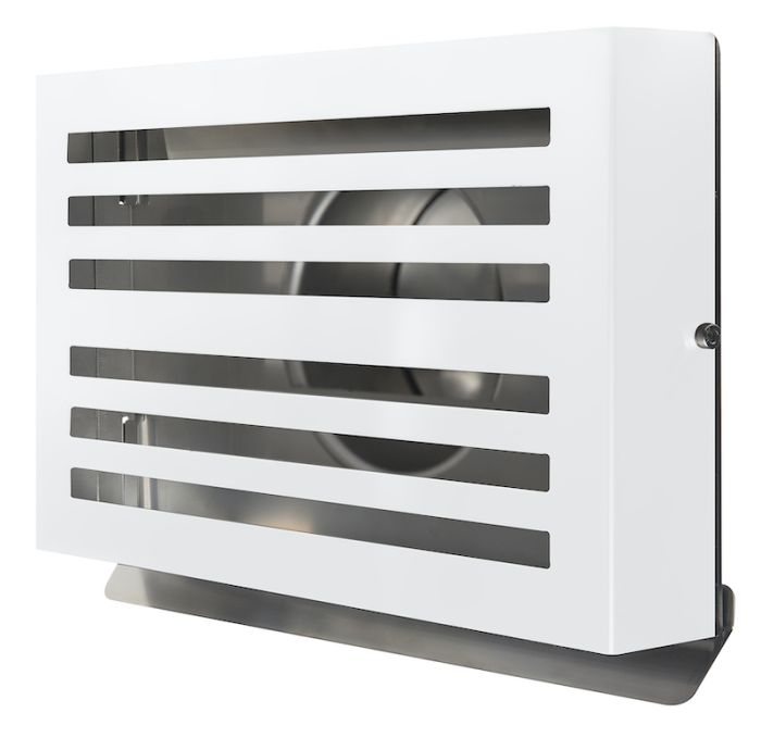 Design-Wetterschutzgitter PREMIUM LINE -BETA- Ø 150 mm mit Rückschlagklappe – WEISS RAL9010 Design-Wetterschutzgitter PREMIUM LINE -BETA- Ø 150 mm mit Rückschlagklappe – WEISS RAL9010