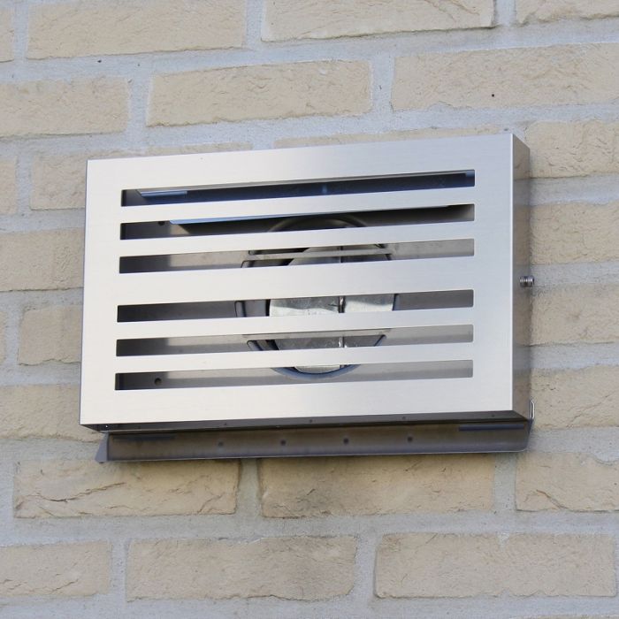 Design-Wetterschutzgitter PREMIUM LINE -BETA- Ø 100 mm mit grobmaschigem Draht – Edelstahl