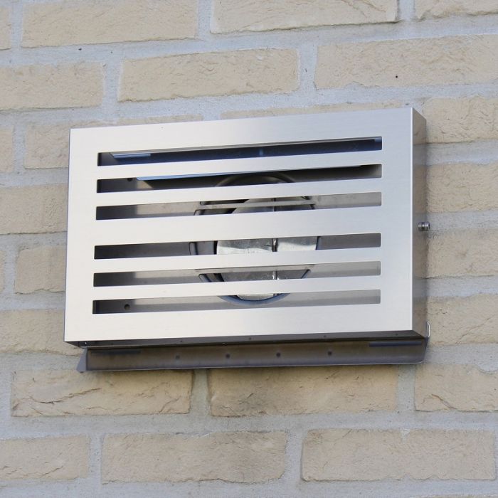 Design-Wetterschutzgitter PREMIUM LINE -BETA- Ø 200 mm mit grobmaschigem Gitter - Edelstahl Design-Wetterschutzgitter PREMIUM LINE -BETA- Ø 200 mm mit grobmaschigem Gitter - Edelstahl