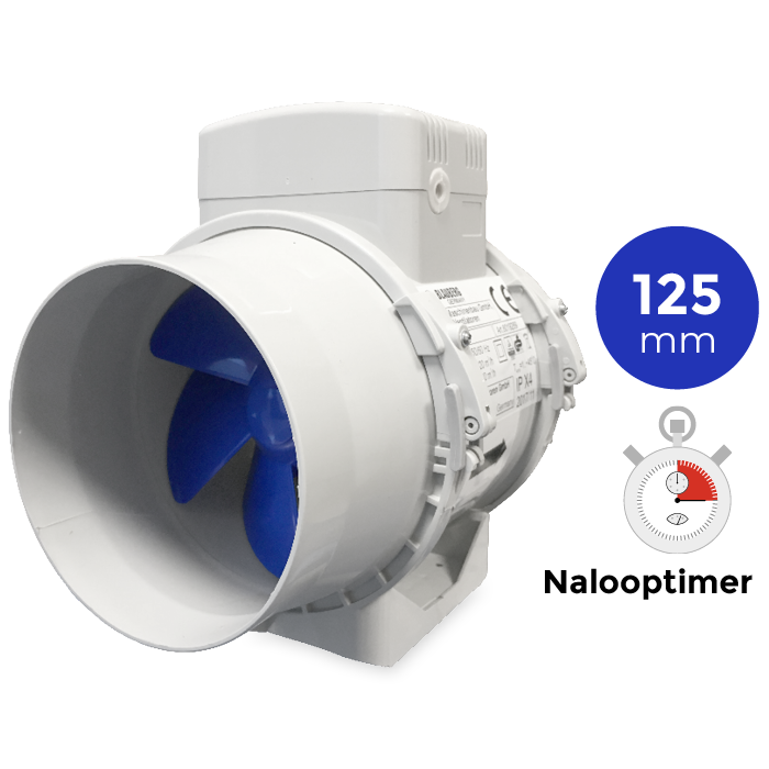 Blauberg TURBO-E-125T Rohrventilator mit Nachlauf – 280 m3/h – 125-mm-Anschluss