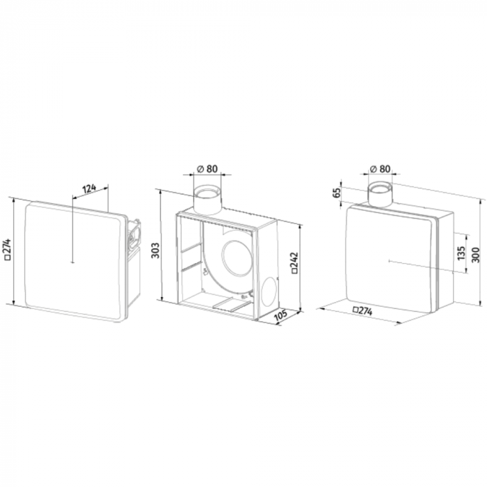 Badlüfter Blauberg - ValeoBP 35/60 - Ø 80mm - mit Nachlauf Badlüfter Blauberg - ValeoBP 35/60 - Ø 80mm - mit Nachlauf
