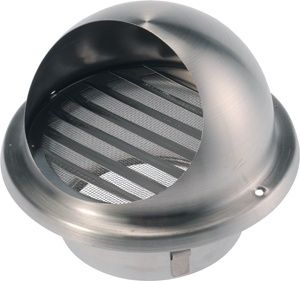 Rundes Lüftungsgitter Ø 160 mm aus Edelstahl mit Lamellen und Fliegendraht