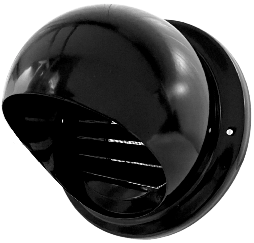 Kugelgitter Edelstahl Ø 125 mm mit Lamellen und Moskitonetz - SCHWARZ