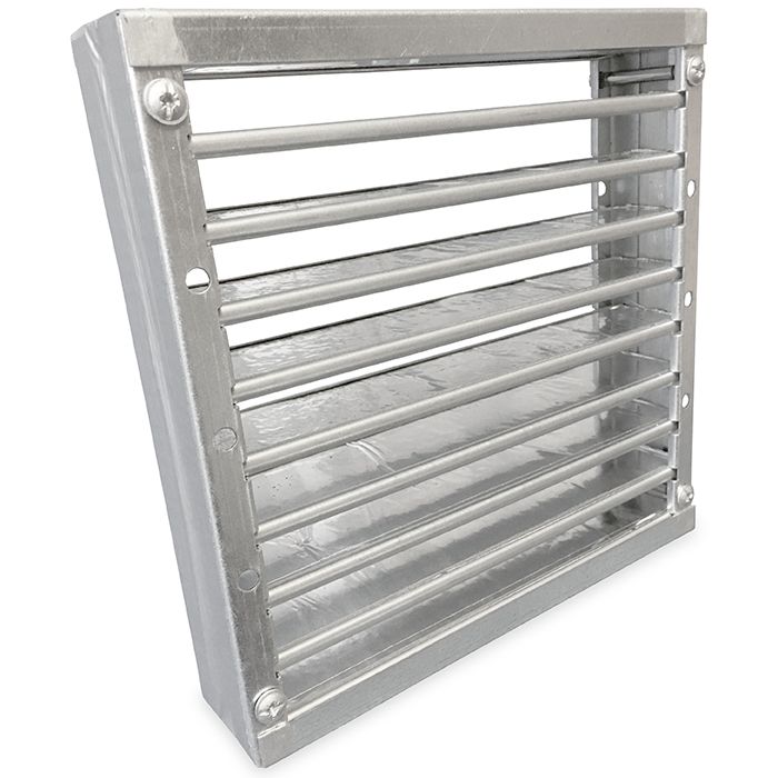 Feuerbeständiges quadratisches Lamellengitter 200 x 200 mm - High Performance (Boden/Außenwand Anwendung) Feuerbeständiges quadratisches Lamellengitter 200 x 200 mm - High Performance (Boden/Außenwand Anwendung)