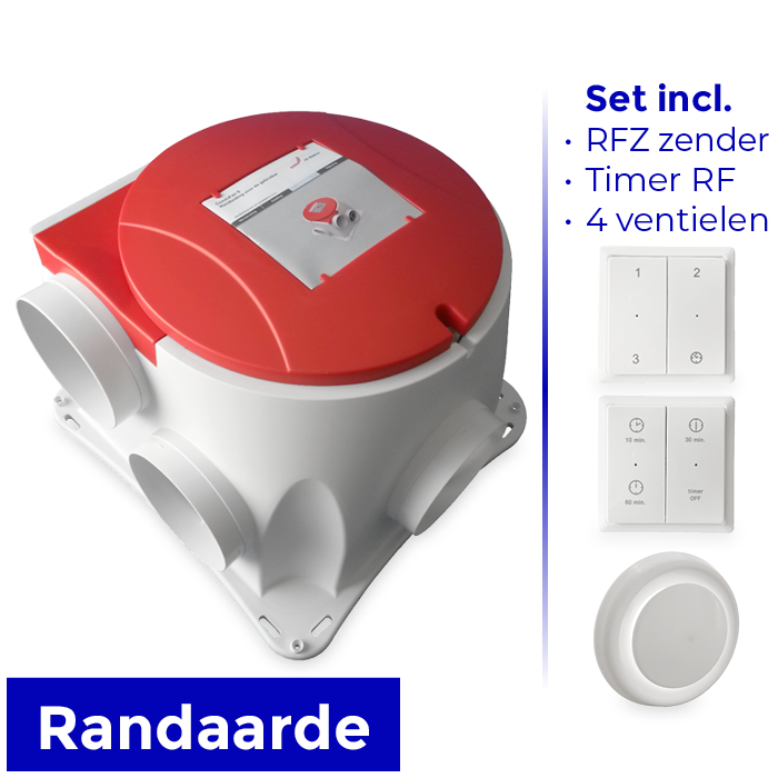 Stork Wohnraumlüfter ComfoFan S R - inkl. RFZ Sender & Timer RF + 4 Luftventile