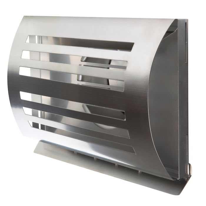 Design-Wetterschutzgitter PREMIUM LINE -DELTA- Ø 150 mm mit Rückschlagklappe – Edelstahl