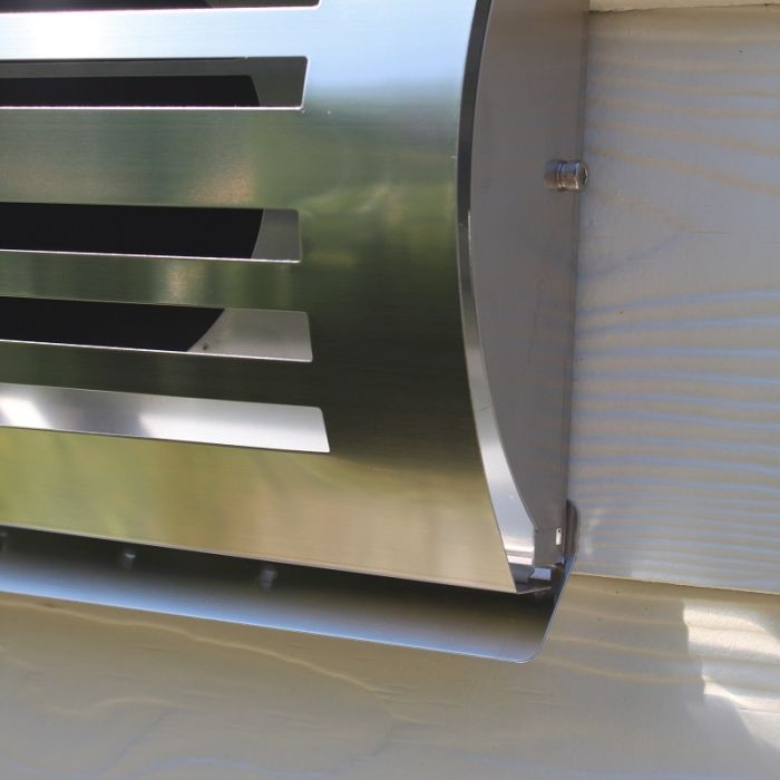 Design-Wetterschutzgitter PREMIUM LINE -DELTA- Ø 125 mm mit grobmaschigem Draht – Edelstahl Design-Wetterschutzgitter PREMIUM LINE -DELTA- Ø 125 mm mit grobmaschigem Draht – Edelstahl