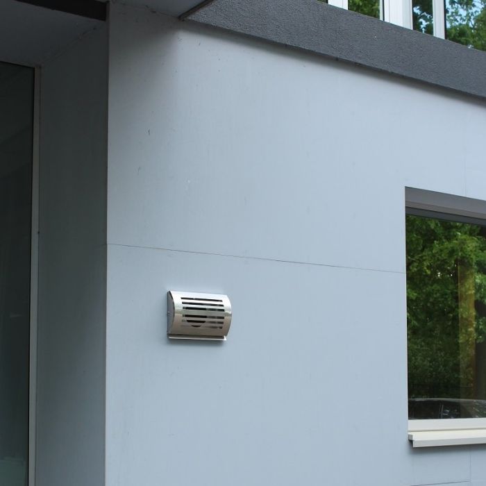 Design-Wetterschutzgitter PREMIUM LINE -DELTA- Ø 125 mm mit grobmaschigem Draht – Edelstahl Design-Wetterschutzgitter PREMIUM LINE -DELTA- Ø 125 mm mit grobmaschigem Draht – Edelstahl