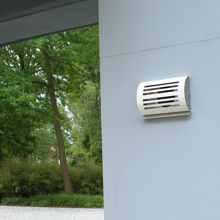 Design-Wetterschutzgitter PREMIUM LINE -DELTA- Ø 150 mm mit Rückschlagklappe – WEISS RAL9010