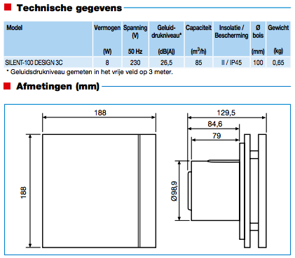 Design Badlüfter Soler & Palau Silent (100CRZ) - Ø 100mm - Mit Nachlauf