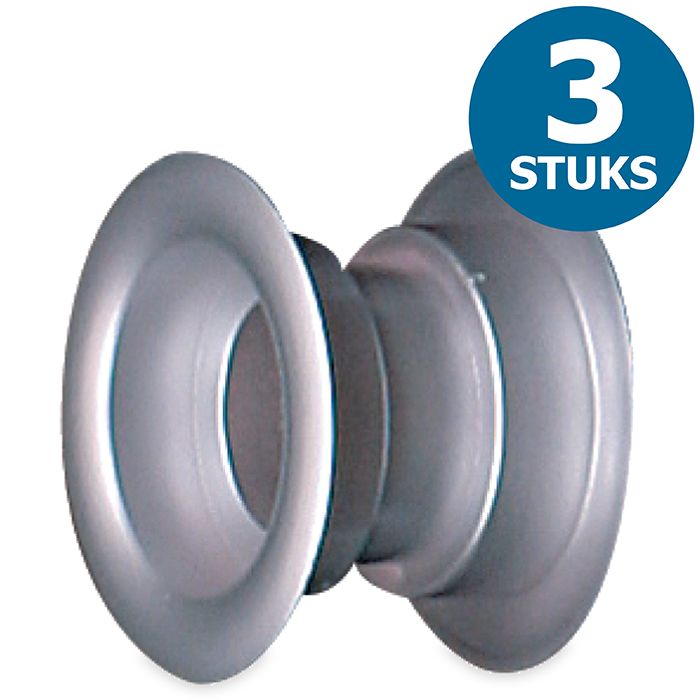 Runde Türgitter Ø 40 mm – Kunststoff Metallic-Grau – 3-Stück-Packung