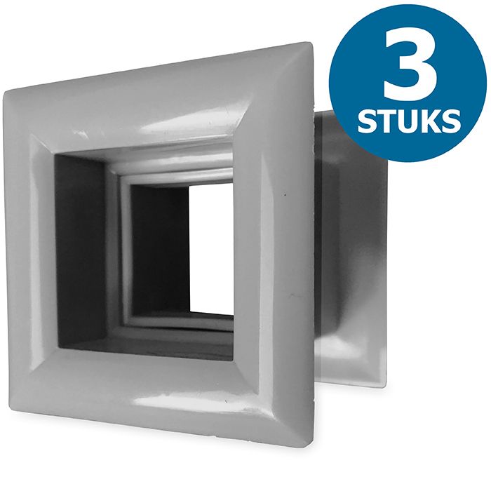 3 Quadratische Türgitter 29 x 29 mm – Kunststoff grau – 4-Stück-Packung