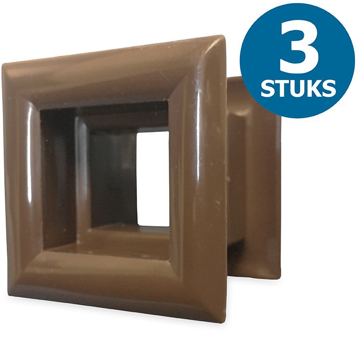 Quadratische Türgitter 29 x 29 mm – Kunststoff braun – 3-Stück-Packung