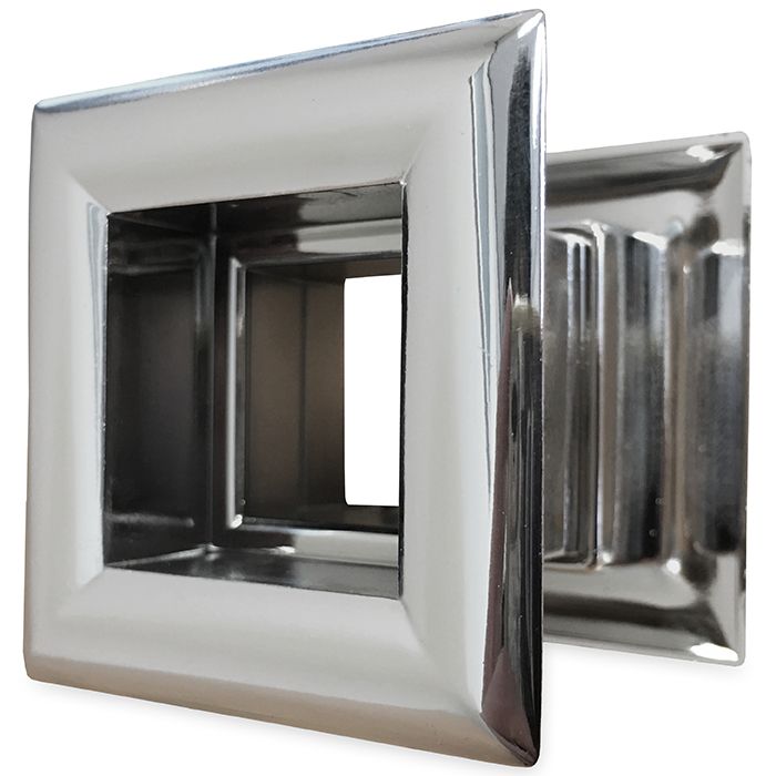 Quadratisches Türgitter 29 x 29 mm – Kunststoff Chrom