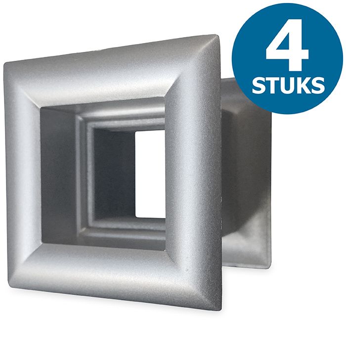 Quadratische Türgitter 29 x 29 mm – Kunststoff metallic grau – 4-Stück-Packung