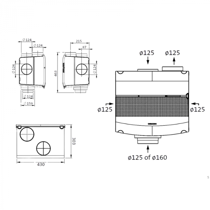 Orcon MVS-15R Wohnhausventilator - 550 m3/h - Randaarde - mit RF-Fernbedienung