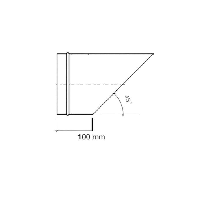 Wickelfalz Ausblasstutzen 45° Ø 250 mm mit Gaze und Dichtung