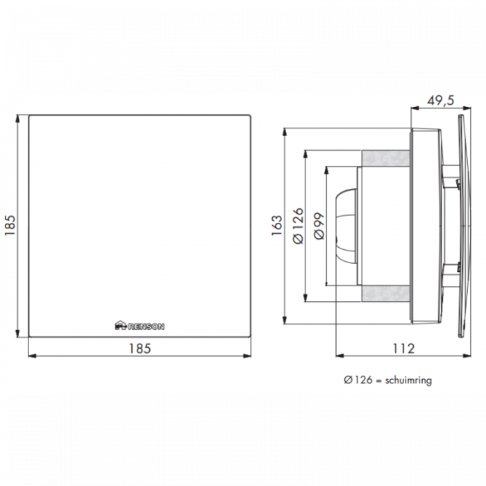 Renson Waves Badezimmer/Toilettenventilator - appgesteuert - Geruchs- und Feuchtigkeitssensor - Ø 100/125mm Renson Waves Badezimmer/Toilettenventilator - appgesteuert - Geruchs- und Feuchtigkeitssensor - Ø 100/125mm