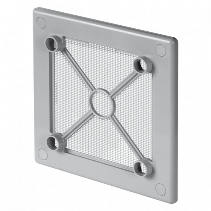 Design-Lüftungsgitter quadratisch (Abluft & Zuluft) Ø 125 mm – GLAS flach – matt Schwarz