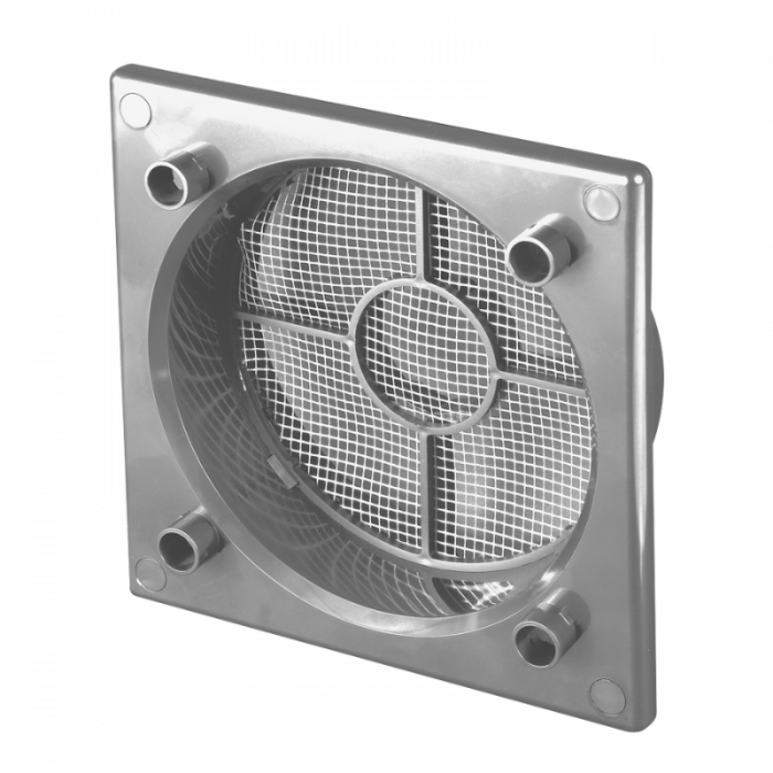 Design-Lüftungsgitter quadratisch (Abluft & Zuluft) Ø 125 mm Kunststoff – Silber