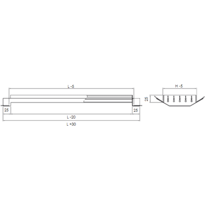 Einfach verstellbares Kanalgitter (Rohr Ø 150mm - Ø400mm) Stahl 625 x 75mm - Zufuhr und Abfuhr