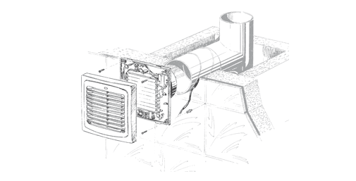 Badlüfter Blauberg „Auto” mit automatischen Lamellen – Ø 100 mm – STANDARD (AUTO100)