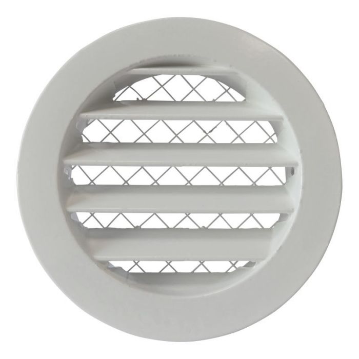 Rundes Lüftungsgitter Aluminium Ø 100 mm – WEISS – mit grobmaschigem Draht – hohe Durchlässigkeit