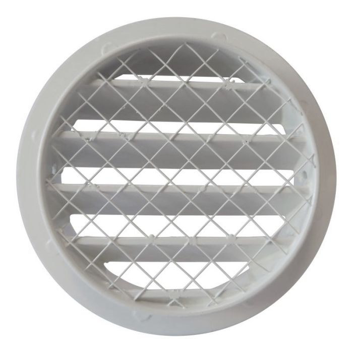Rundes Lüftungsgitter Aluminium Ø 100 mm – WEISS – mit grobmaschigem Draht – hohe Durchlässigkeit