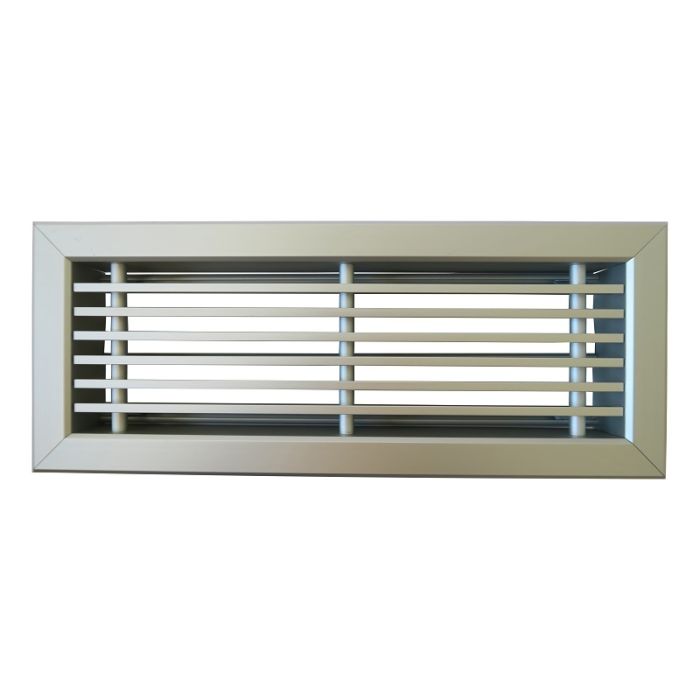Bodengitter DELUXE 305 x 100 mm (passt in ein Brink-Maß von 305 x 102 mm) mit Volumenreglerabdeckung – Aluminium