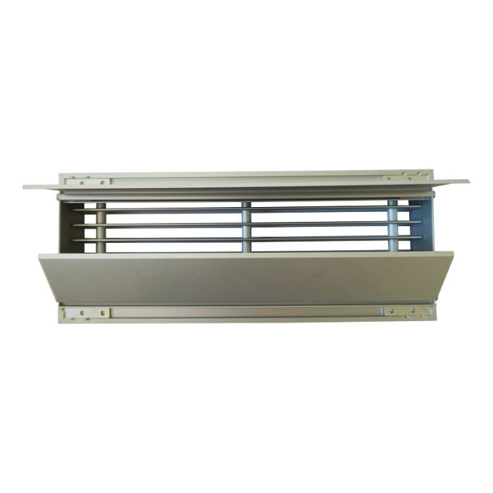 Bodengitter DELUXE 305 x 100 mm (passt in ein Brink-Maß von 305 x 102 mm) mit Volumenreglerabdeckung – Aluminium