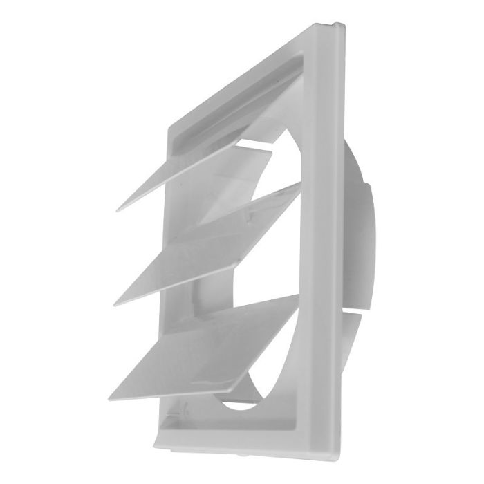 Kunststoff Lamellengitter quadratisch mit Ø 125 mm Anschluss – WEISS (150 x 150 mm)