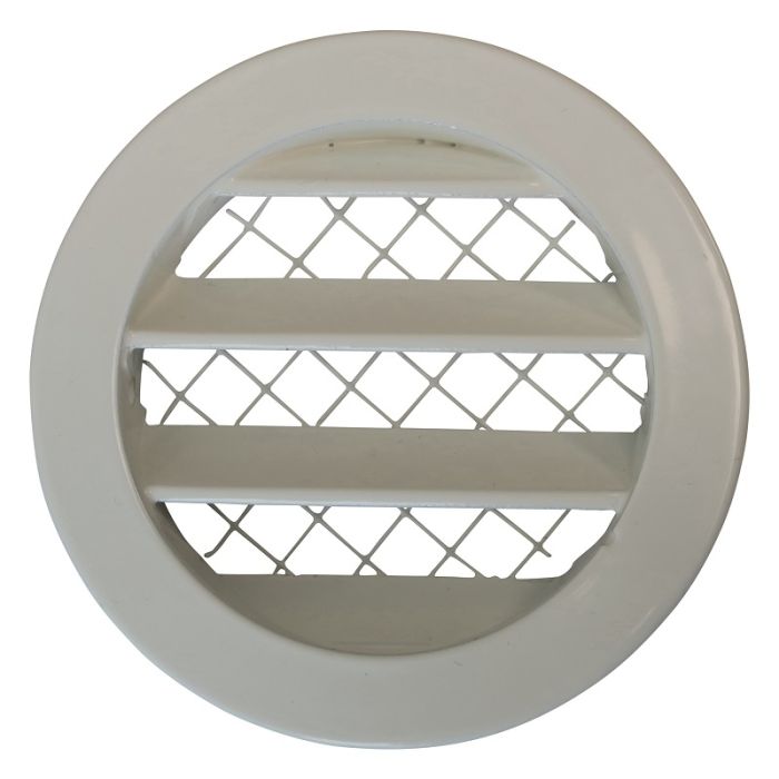 Rundes Außenluftgitter Aluminium Ø 80mm - WEISS - mit grobmaschigem Gitter - hoher Durchlass Rundes Außenluftgitter Aluminium Ø 80mm - WEISS - mit grobmaschigem Gitter - hoher Durchlass