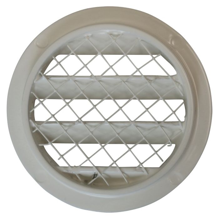 Rundes Außenluftgitter Aluminium Ø 80mm - WEISS - mit grobmaschigem Gitter - hoher Durchlass Rundes Außenluftgitter Aluminium Ø 80mm - WEISS - mit grobmaschigem Gitter - hoher Durchlass