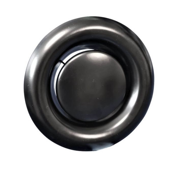Gitter/Ventil (Abzug) Ø 125 mm Stahl - schwarz - MIT HÜLSE Gitter/Ventil (Abzug) Ø 125 mm Stahl - schwarz - MIT HÜLSE