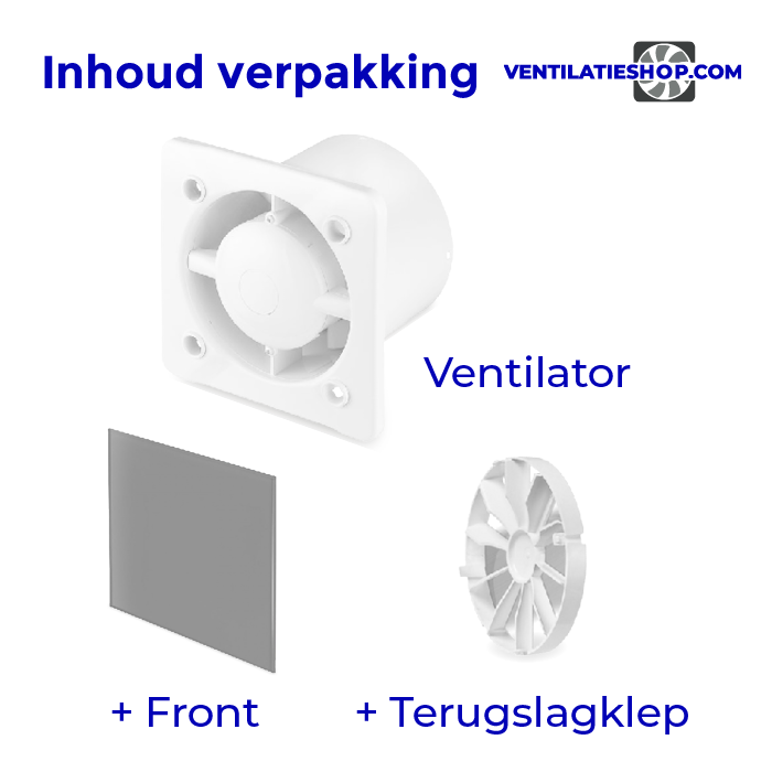 Pro-Design Badlüfter – mit Nachlauf (KW100T) – Ø 100 mm – flaches GLAS – Mattgrau