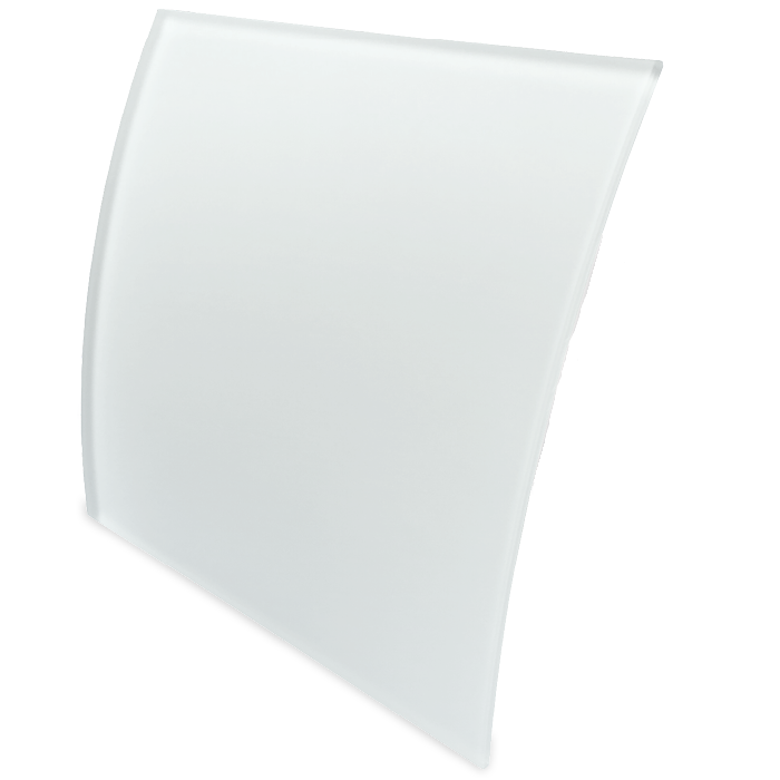 Pro-Design Badlüfter – STANDARD (KW100) – Ø 100 mm – gewölbtes GLAS - matt Weiß
