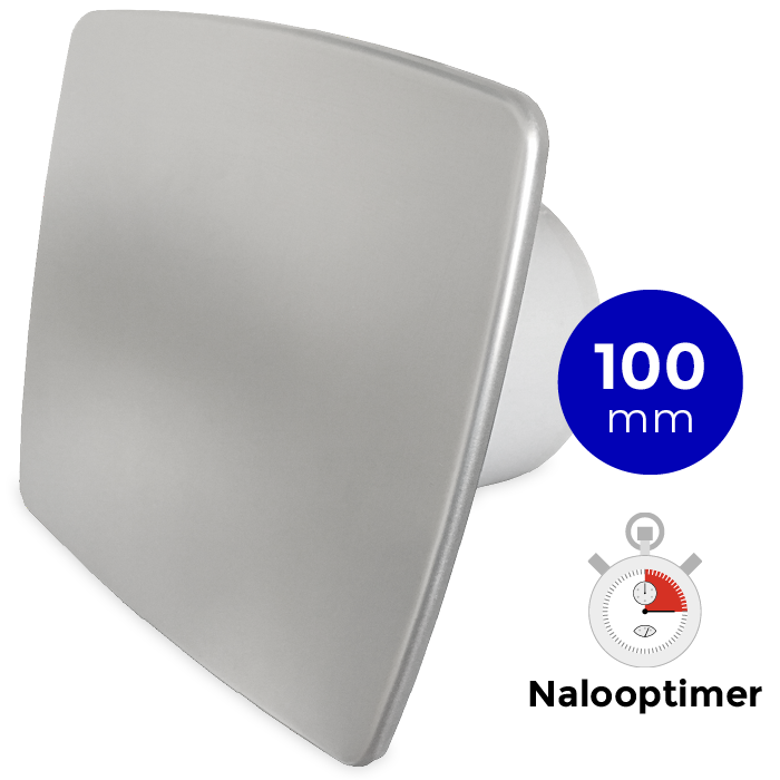 Pro-Design Badlüfter – mit Nachlauf (KW100T) – Ø 100 mm – Edelstahl *Bold-Line*