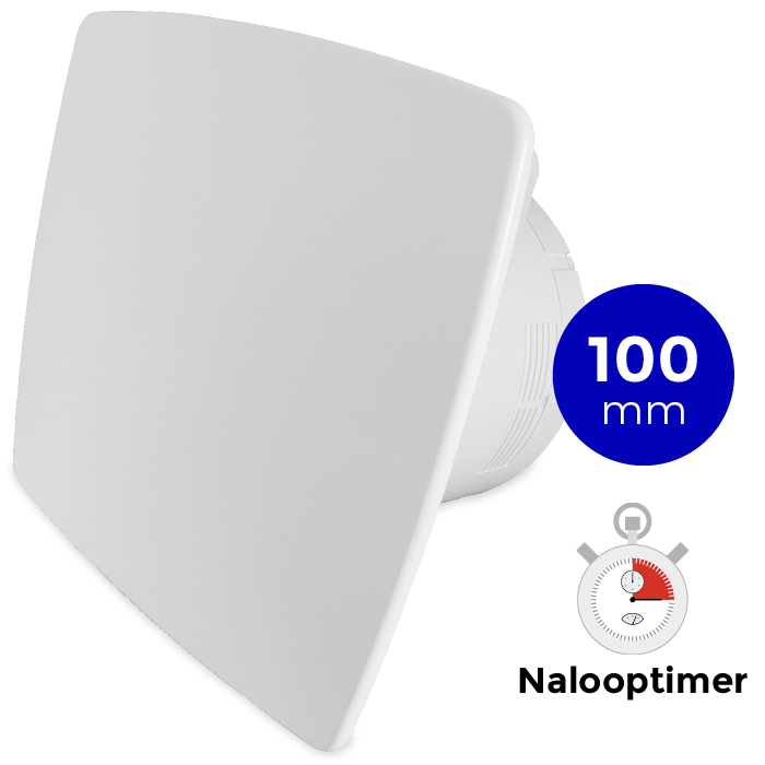 Pro-Design Badlüfter – mit Nachlauf (KW100T) – Ø 100 mm – WEISS *Bold-Line*