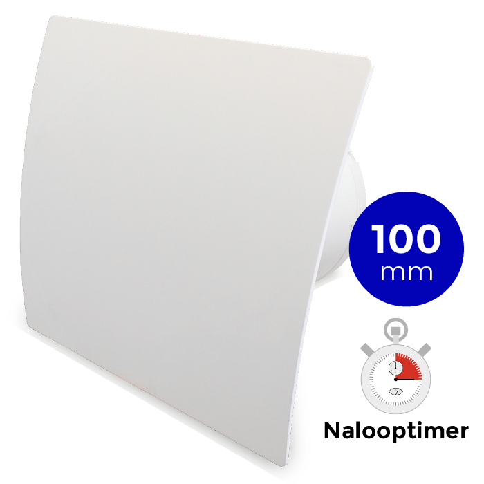 Pro-Design Badlüfter – mit Nachlauf (KW100T) – Ø 100 mm – Kunststoff – Weiß