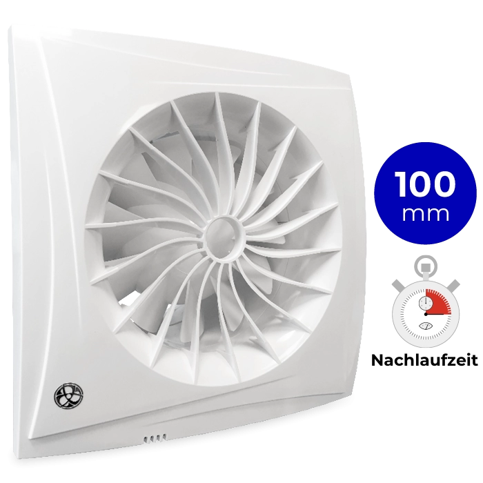 Badlüfter Blauberg Sileo - Ø 100 mm - mit Nachlauf (SILEO100T)