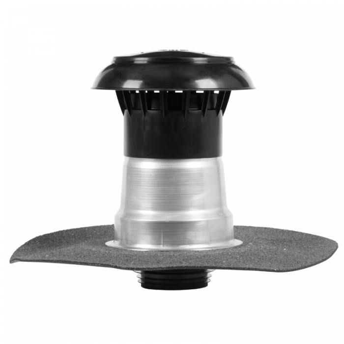Flachdachbelüftung doppelwandig mit Kunststoffhaube - Bitumen - Ø 110-125mm