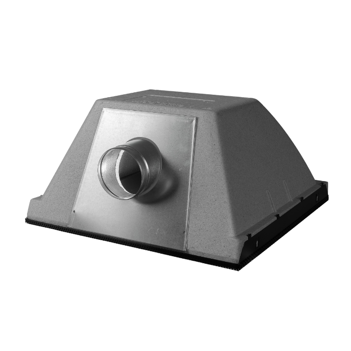 Isolierte Plenumbox „ISOBOX” mit Seitenanschluss Ø 160 für Lüftungsgitter 595 x 595 mm